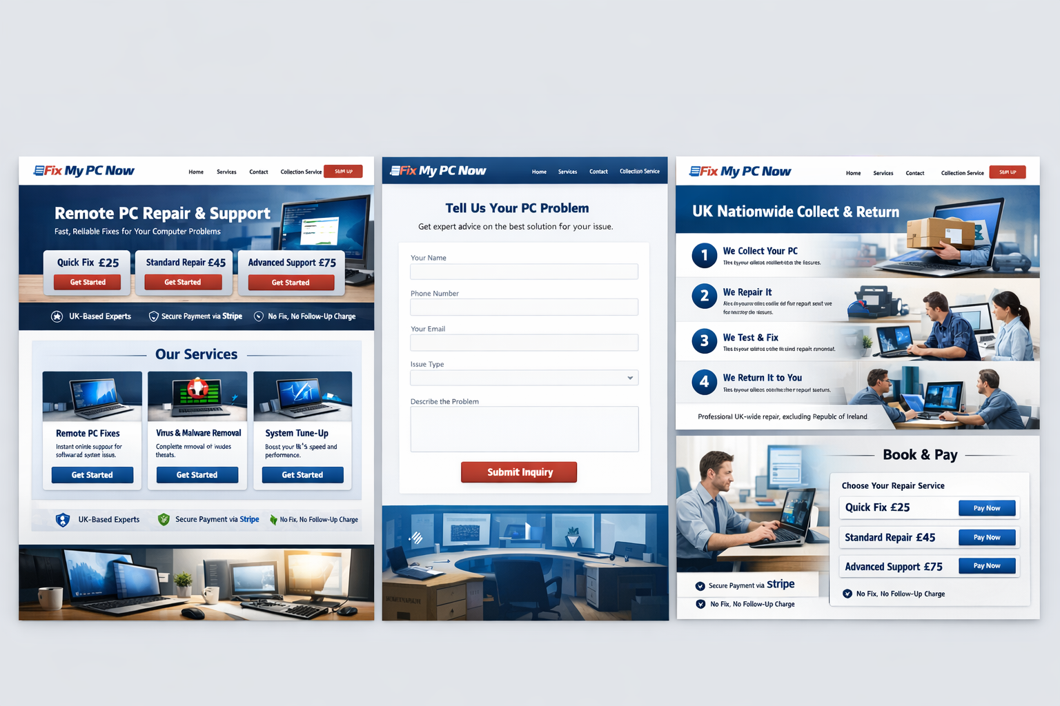 Technician holding a Fix My PC Now box for collection service